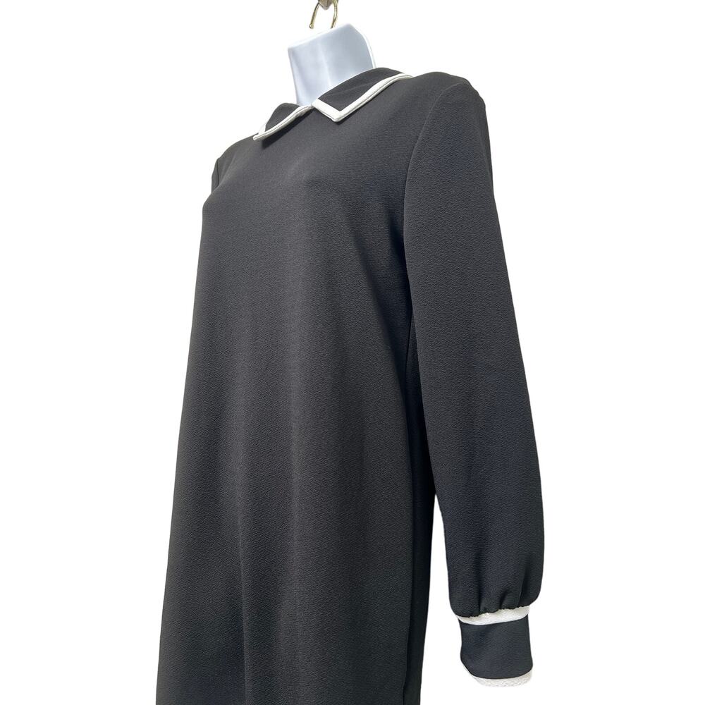 Zara Contrast Trim Long Sleeve Shift Dress/S - Picture 3 of 8